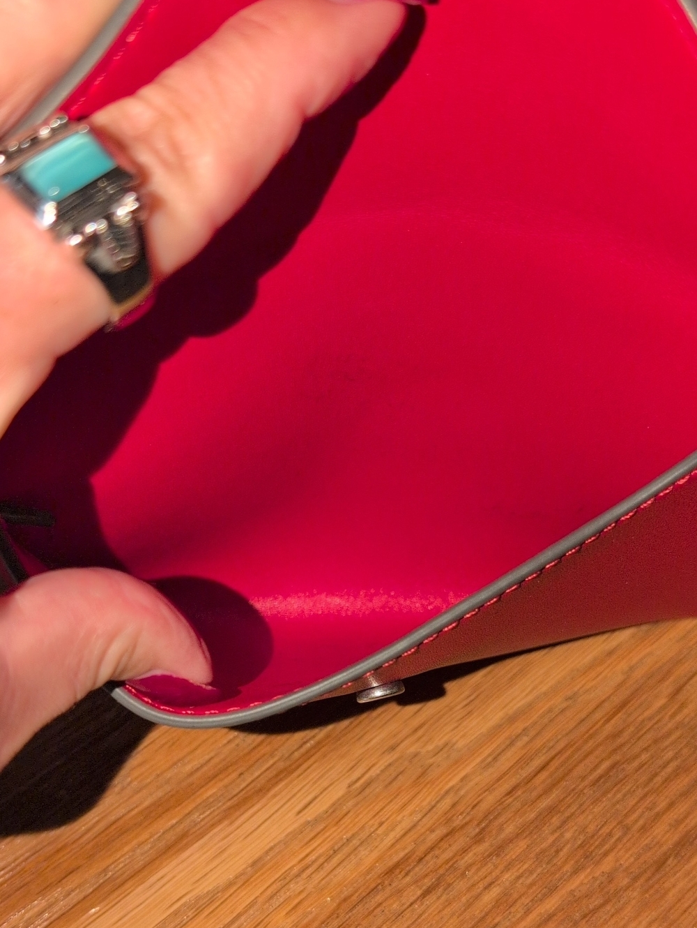 Karl Lagerfeld Paris Red Envelope Wristlet With Silver Hardware EUC - Picture 5 of 10